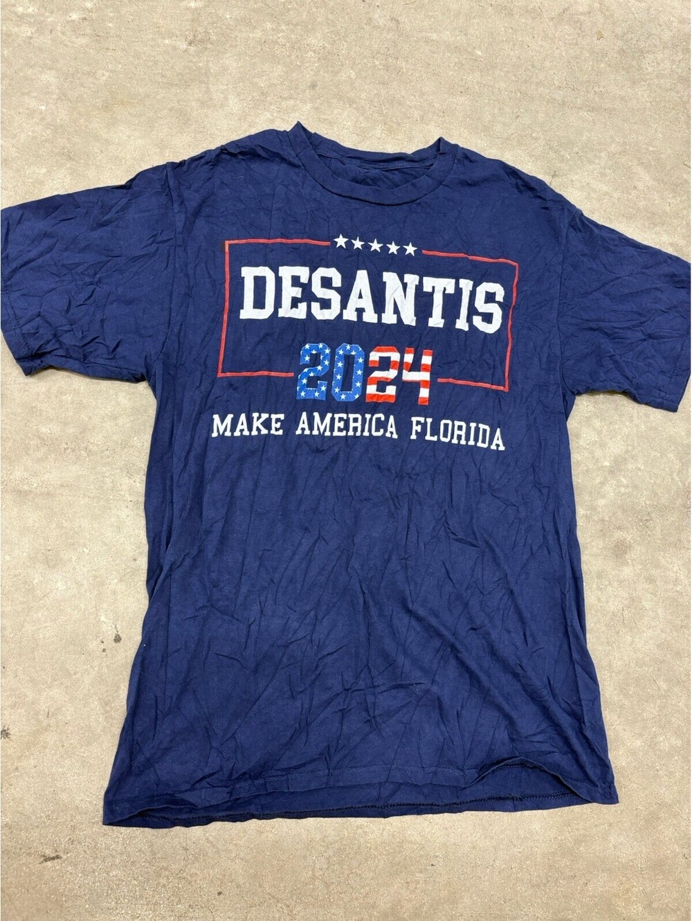 Desantis 2024 Make America Florida Blue Short Sleeve Cotton T-Shirt Men's M